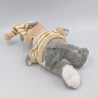 Doudou souris grise gilet rayé blanc beige RODA