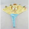 Doudou plat lion jaune bleu attache tétine jungle TEX