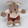 Ancienne peluche lapin marron velours fleurs JEMINI