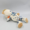 Doudou ours écru beige motifs bleu inca tortue SIMBA TOYS NICOTOY