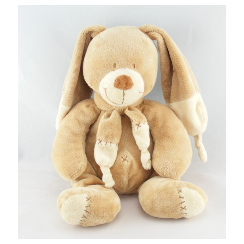 Doudou lapin beige écru avec écharpe NICOTOY