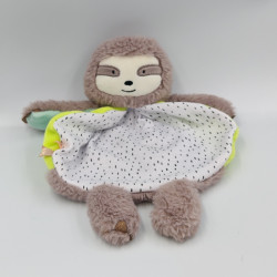 Doudou plat paresseux marron blanc vert BABY NAT