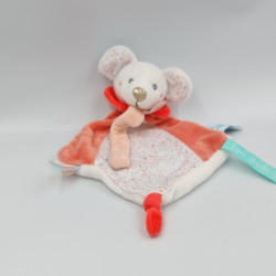 Doudou plat attache tétine souris blanche rose verte pois BABY NAT