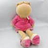 Grand doudou Lapin beige rose rayé pantoufles TAKINOU