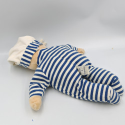 Doudou ours rayé bleu mouchoir DOUDOU ET COMPAGNIE