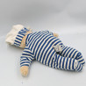 Doudou ours rayé bleu mouchoir DOUDOU ET COMPAGNIE