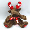 Doudou peluche elan cerf renne marron rouge Canada A&D