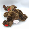 Doudou peluche elan cerf renne marron rouge Canada A&D
