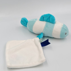 Doudou et compagnie poisson bleu blanc mouchoir