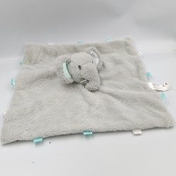 Doudou plat éléphant gris bleu FOREST DISTRIBUTION