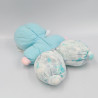 Ancien Doudou poupée chiffon tissu bleu fleurs COROLLE