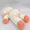 Ancien doudou poupée chiffon blanc rose satin JEMINI