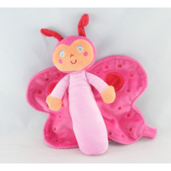 Doudou eveil papillon rose hochet fleur INFLUX