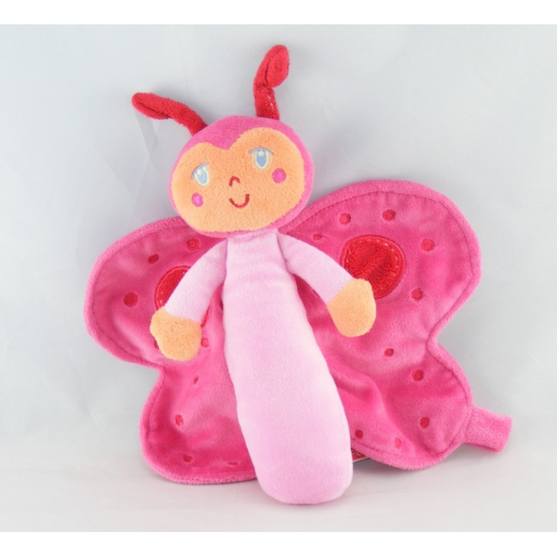 Doudou eveil papillon rose hochet fleur INFLUX