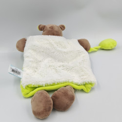 Doudou marionnette Hippopotame marron blanc vert Bazile l'hippo BABY NAT
