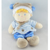 Doudou plat lutin garçon bleu gris étoiles NICOTOY