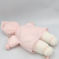 Ancien doudou poupée lutin rayé rose blanc