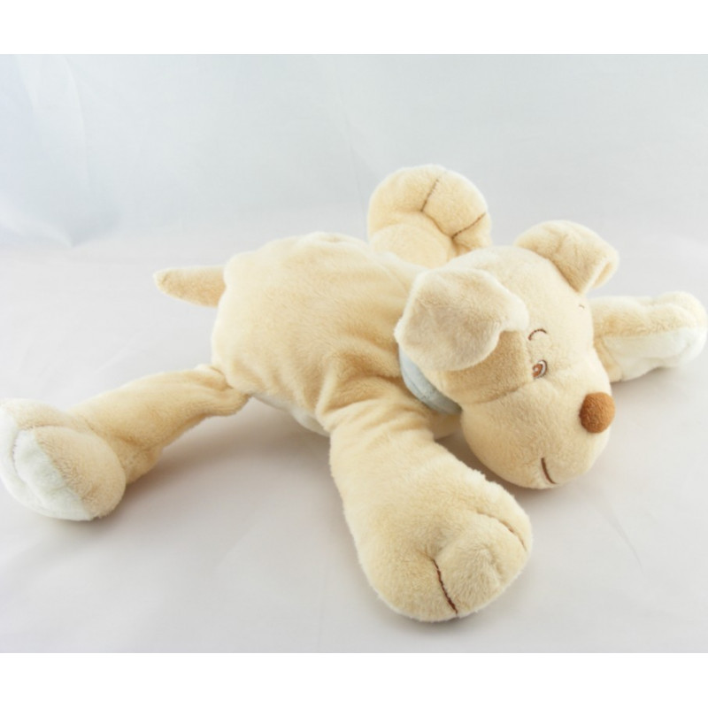 Doudou chien beige empreinte bleu JOLLYBABY