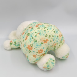 Ancienne peluche couple de souris blanc vert bleu fleurs