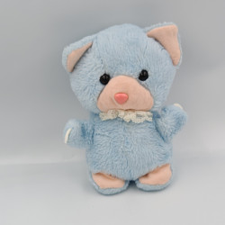 Ancienne peluche chat bleu rose CREATION MICHELE