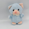 Ancienne peluche chat bleu rose CREATION MICHELE