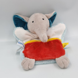 Doudou marionnette éléphant gris blanc rouge jaune Douceurs d'automne BABY NAT