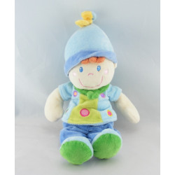 Doudou lutin garçon clown bleu MOTS D'ENFANTS
