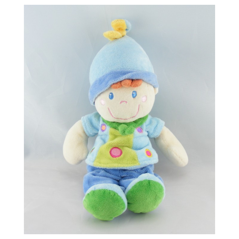 Doudou lutin garçon clown bleu MOTS D'ENFANTS