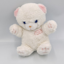 Doudou Peluche chat ours blanc rose