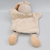 Doudou plat marionnette lapin blanc beige NATURE BABY NAT