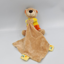 Doudou ours beige orange jaune mouchoir TOODO