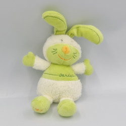 Doudou lapin blanc vert BABYSUN lot de 2