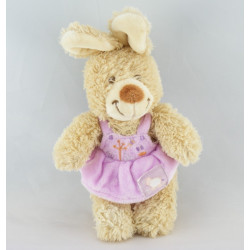 Doudou lapin robe rose mauve mouton TEX BABY