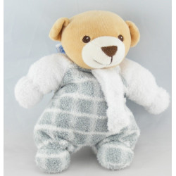 Doudou ours boule blanc gris NOUNOURS