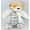 Doudou ours boule blanc gris NOUNOURS