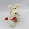 Ancienne peluche chien blanc écharpe rouge vert laine CURLY