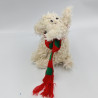 Ancienne peluche chien blanc écharpe rouge vert laine CURLY