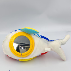 Ancien doudou baleine tissu satin bleu rouge jaune blanc miroir