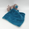 Doudou Hippopotame marron bleu Bazile l'hippo mouchoir BABY NAT