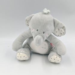 Doudou musical éléphant gris blanc étoiles NOUKIES NOUKIE'S