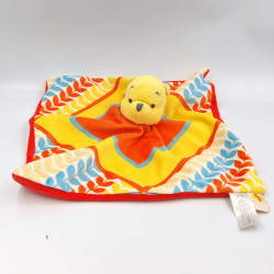 Doudou plat carré Winnie rouge jaune bleu orange feuilles DISNEY BABY