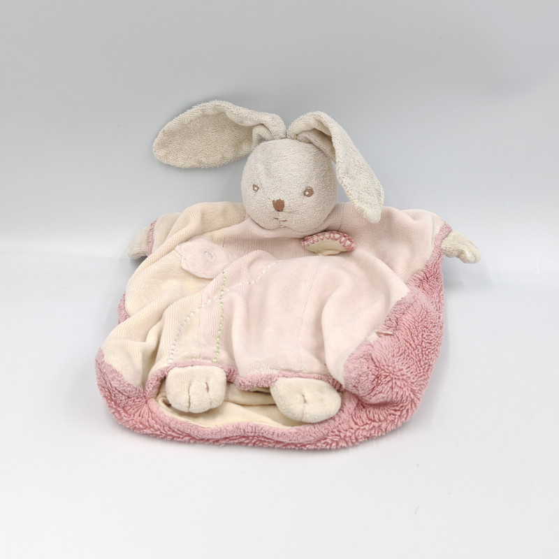 Doudou plat lapin lilirose rose avec fleurs Kaloo