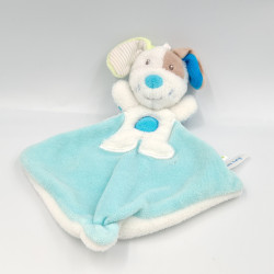 Doudou plat chien bleu blanc beige vert SUCRE D'ORGE