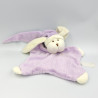 Doudou plat lapin mauve blanc coeur CMP