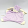 Doudou plat lapin mauve blanc coeur CMP