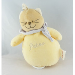 Doudou chat jaune Patou foulard bleu BENGY