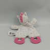 Doudou plat licorne blanche rose coeurs dentition ZD TRADING