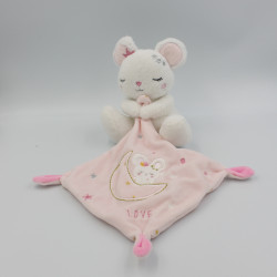 Doudou souris blanche rose mouchoir étoiles lune Love SIMBA TOYS