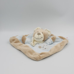 Doudou plat carré ours beige bleu NICOTOY SIMBA TOYS LOT DE 2