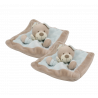 Doudou plat carré ours beige bleu NICOTOY SIMBA TOYS LOT DE 2